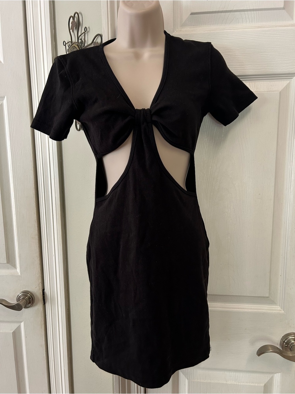 Nasty Gal Black Cutout Tie-Front Women's Bodycon Dress Festival Party Grunge